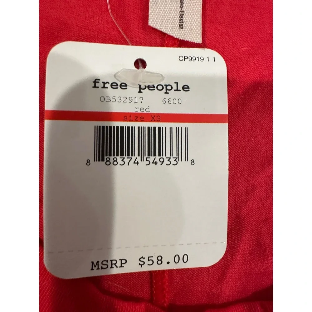 Free People Red Long Sleeve Bodysuit V‎ Neck Snap Closure XS